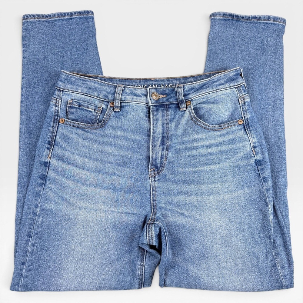 AMERICAN EAGLE Mom Jeans Women 4 Blue High Rise Tapered Denim Casual